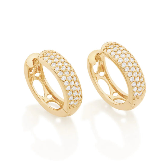 18K GOLD-PLATED HOOP EARRINGS WITH ZIRCONIA - 52631006