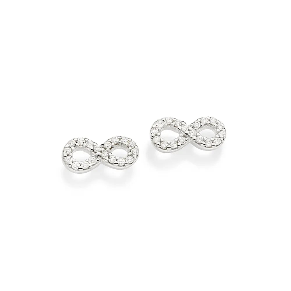 925 Sterling Silver Infinity Earrings with Cubic Zirconia - 820114