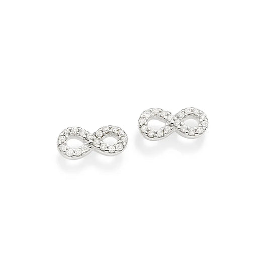925 Sterling Silver Infinity Earrings with Cubic Zirconia - 820114