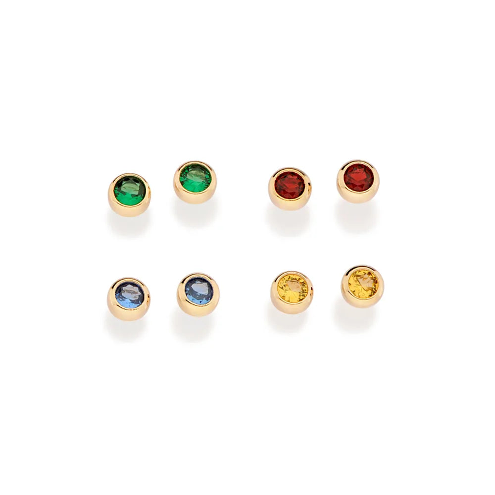 Solitaire Earrings Set - Mixed Emotions Design - 18K Gold Plated with Cubic Zirconia - 527343