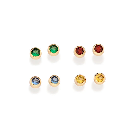 Solitaire Earrings Set - Mixed Emotions Design - 18K Gold Plated with Cubic Zirconia - 527343