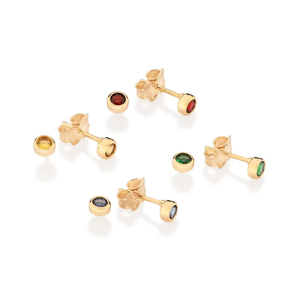 Solitaire Earrings Set - Mixed Emotions Design - 18K Gold Plated with Cubic Zirconia - 527343