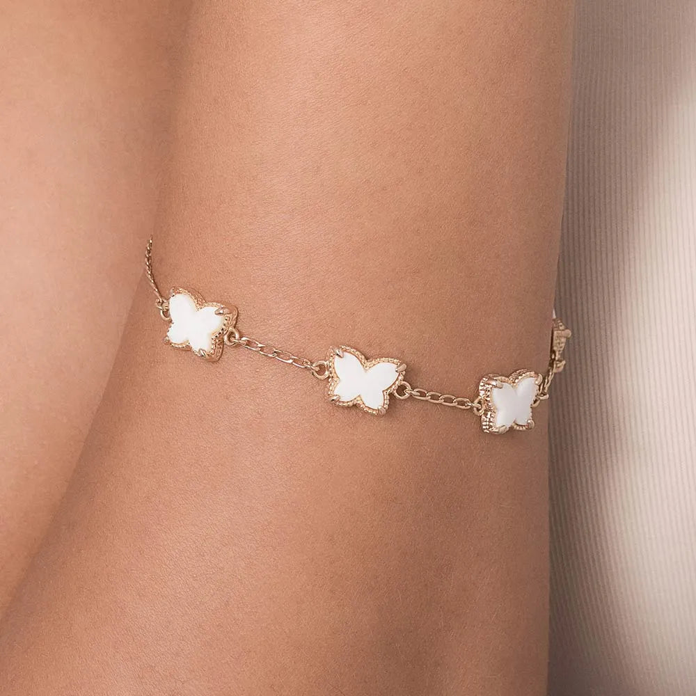 18K GOLD-PLATED BUTTERFLY BRACELET WITH ACRYLIC STONES - 55218306