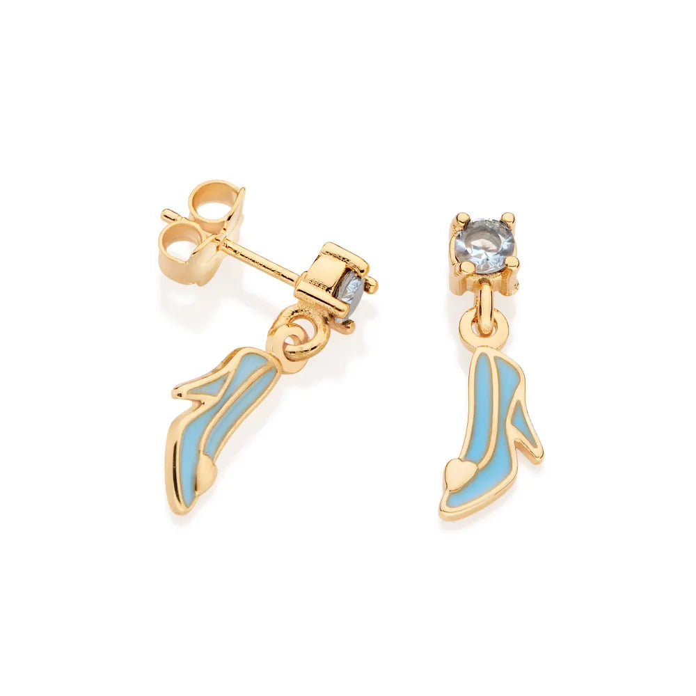 18K GOLD-PLATED CINDERELLA SHOE EARRING WITH ZIRCONIA - 52729303