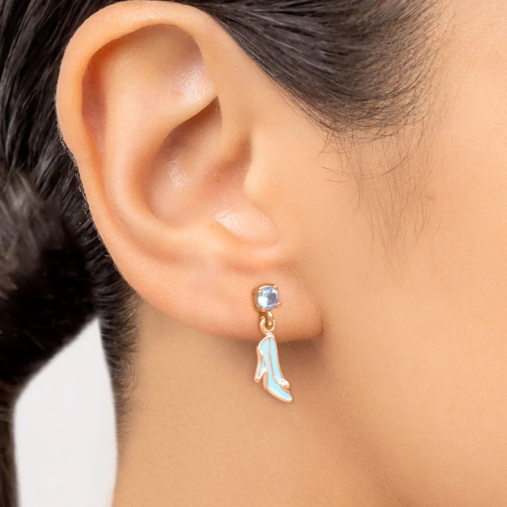 18K GOLD-PLATED CINDERELLA SHOE EARRING WITH ZIRCONIA - 52729303