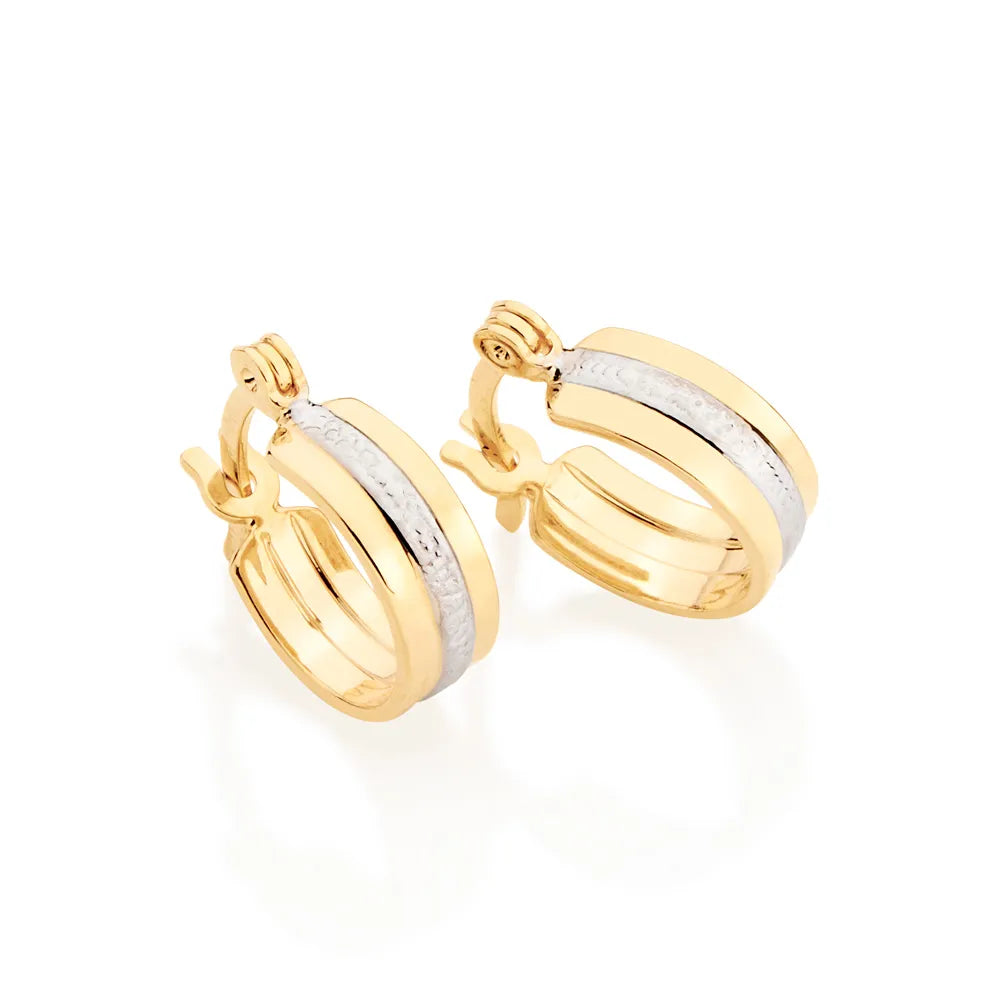 18K GOLD-PLATED HOOP EARRINGS WITH RHODIUM APPLICATION - 52512800