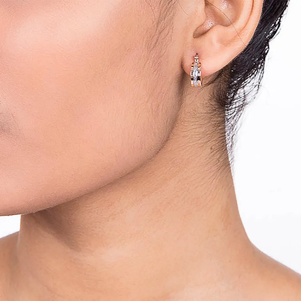 18K GOLD-PLATED HOOP EARRINGS WITH RHODIUM APPLICATION - 52512800