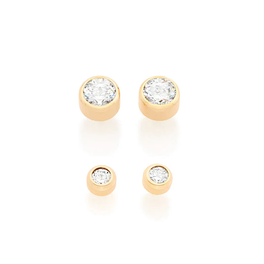 18K GOLD PLATED SOLITAIRE EARRING SET - 526223