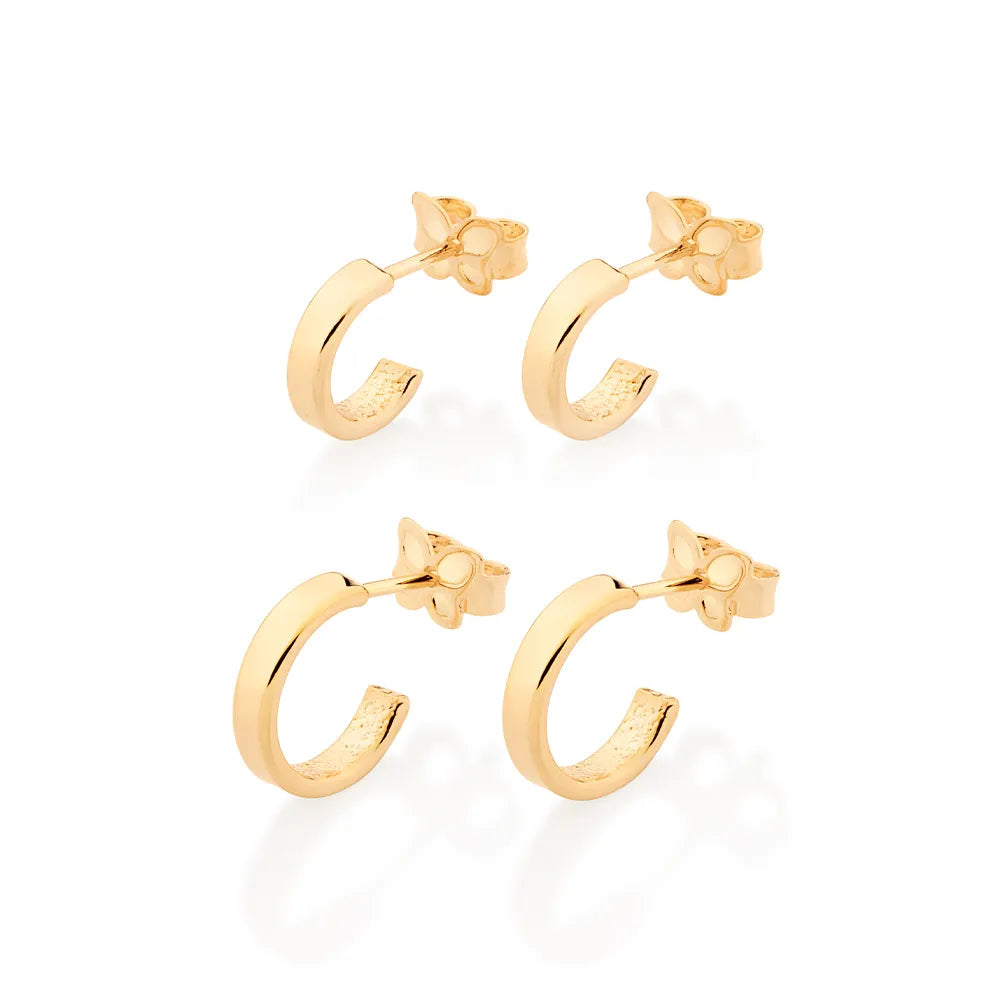 18K GOLD PLATED HALF HOOP EARRING SET - 52701400
