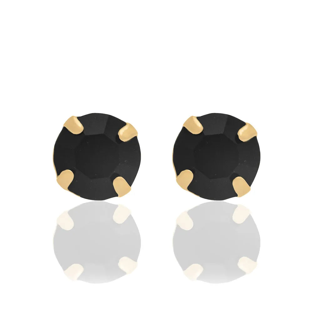18K GOLD-PLATED SOLITAIRE EARRING WITH CRYSTALS - 52502927