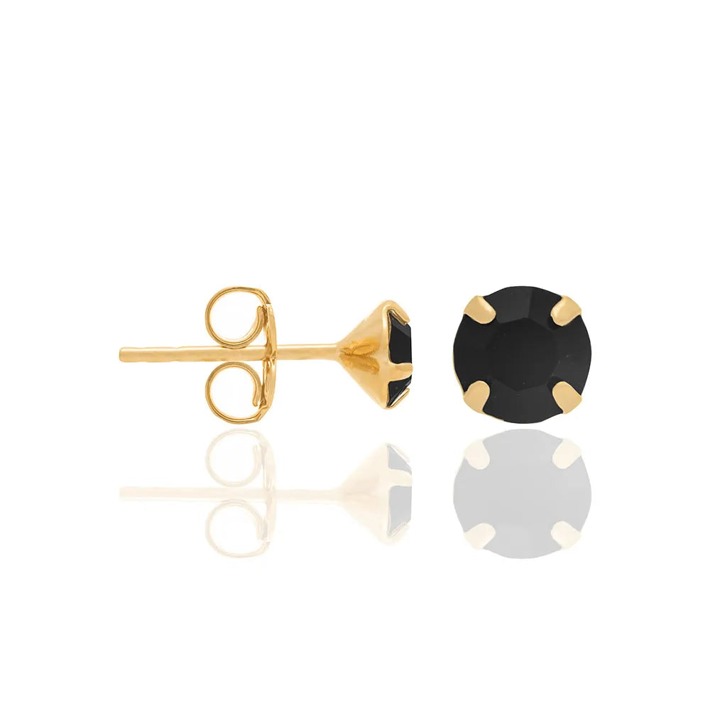 18K GOLD-PLATED SOLITAIRE EARRING WITH CRYSTALS - 52502927