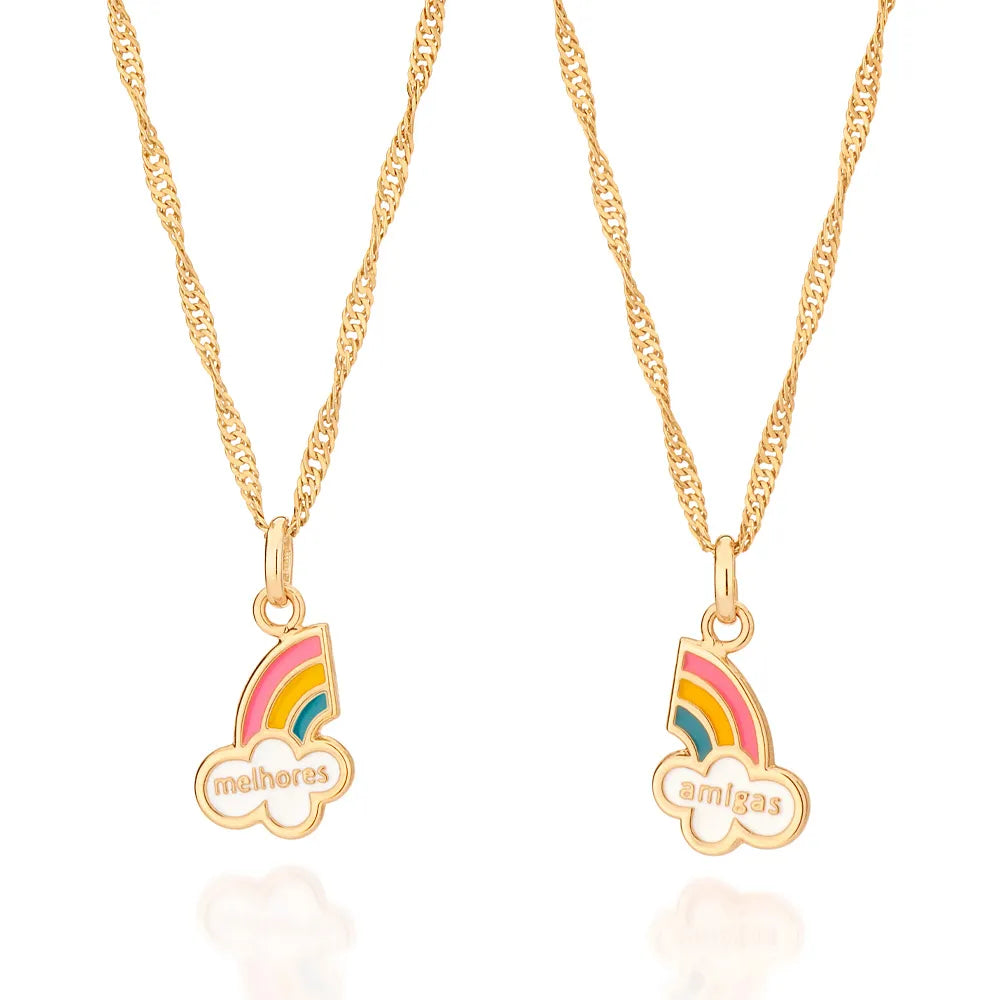 "Best Friends" Pendant, 18K Gold Plated with Resin Application - 542438