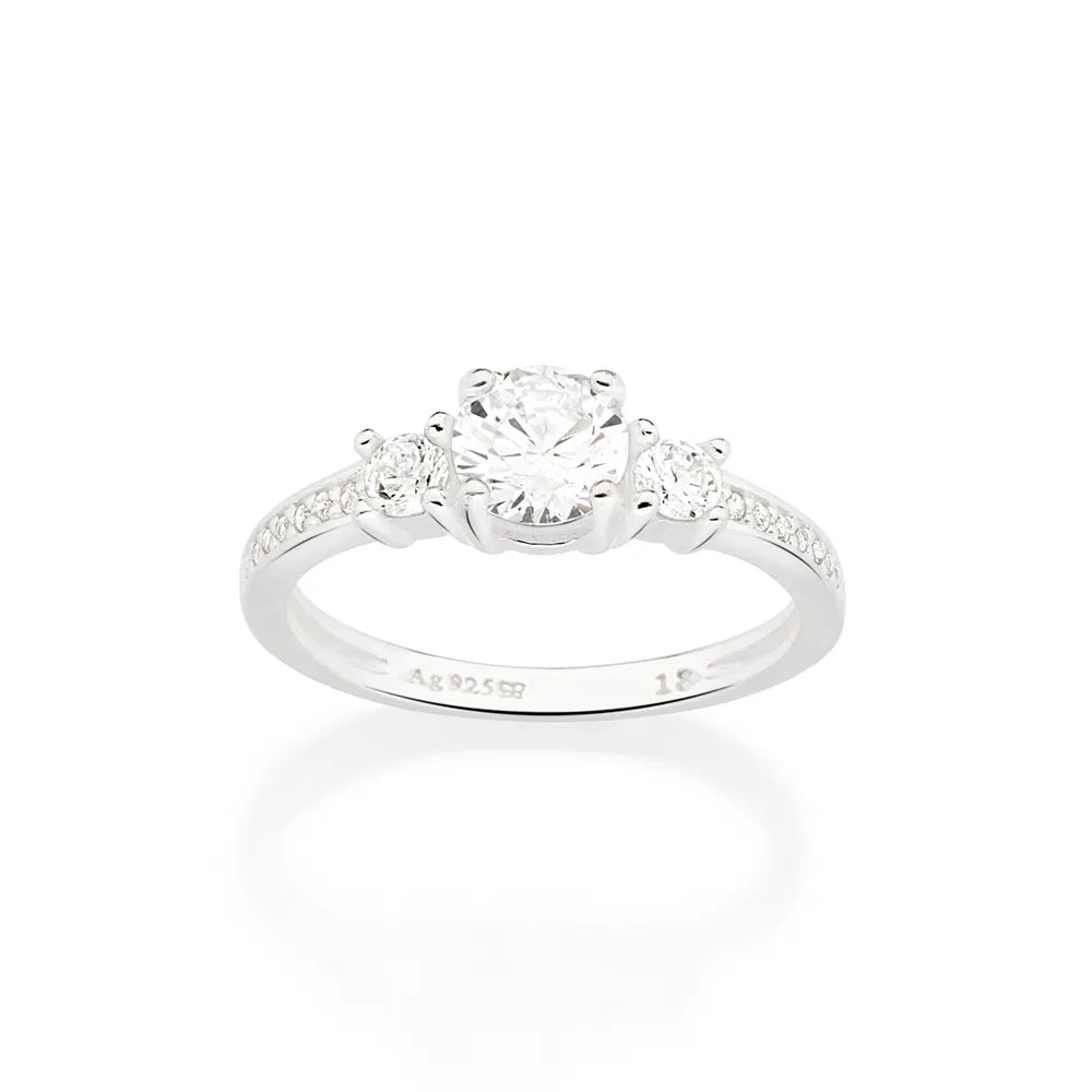 925 Sterling Silver Solitaire Ring with Cubic Zirconia - 510139