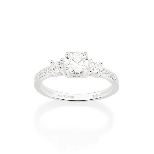 925 Sterling Silver Solitaire Ring with Cubic Zirconia - 510139