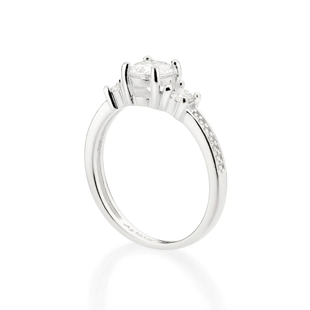 925 Sterling Silver Solitaire Ring with Cubic Zirconia - 510139