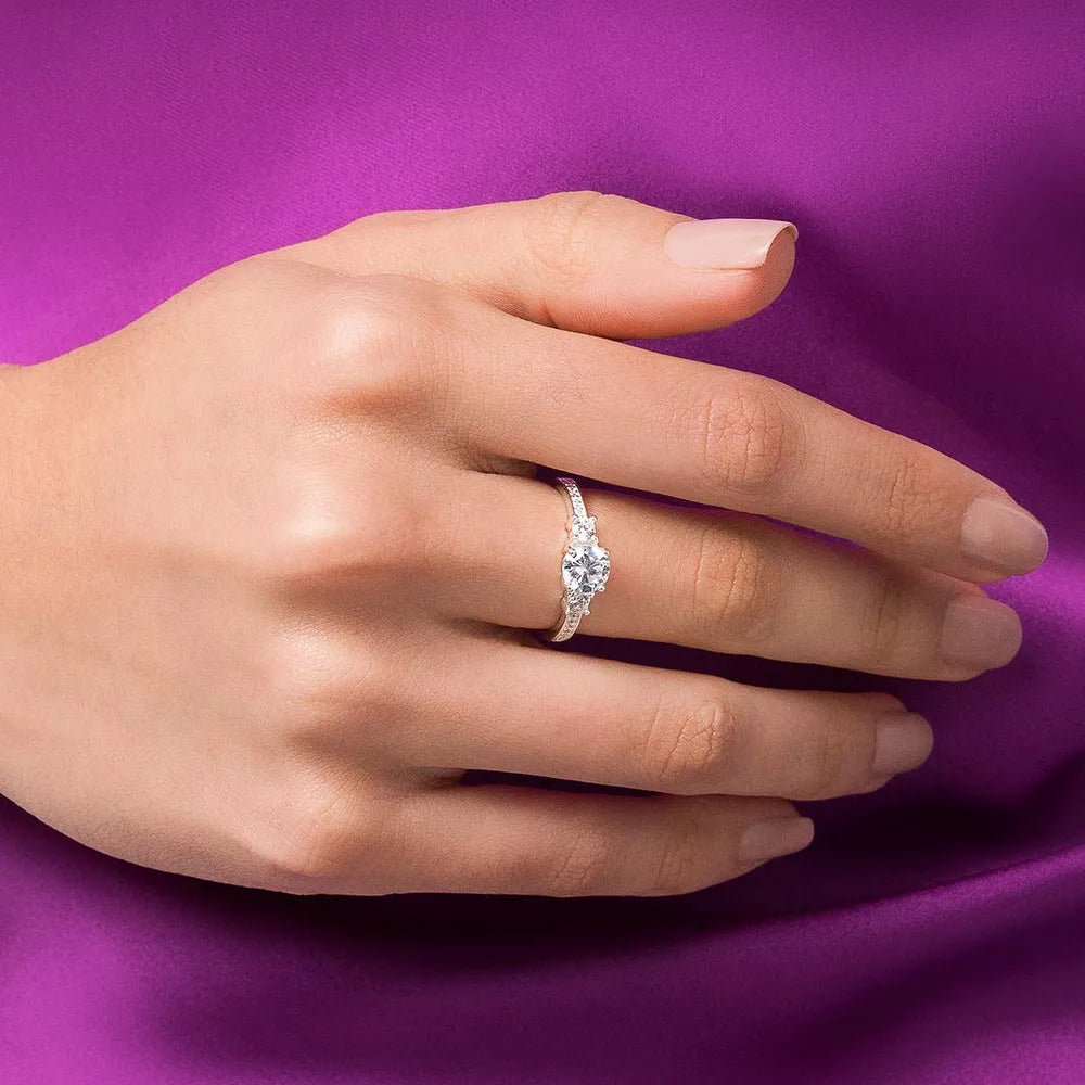 925 Sterling Silver Solitaire Ring with Cubic Zirconia - 510139