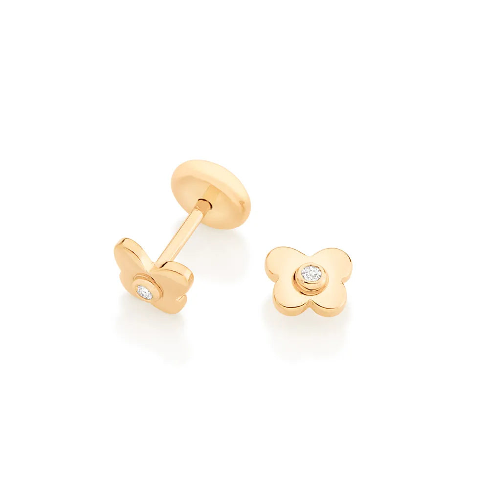 18K GOLD-PLATED BUTTERFLY EARRINGS WITH ZIRCONIA - 52639506