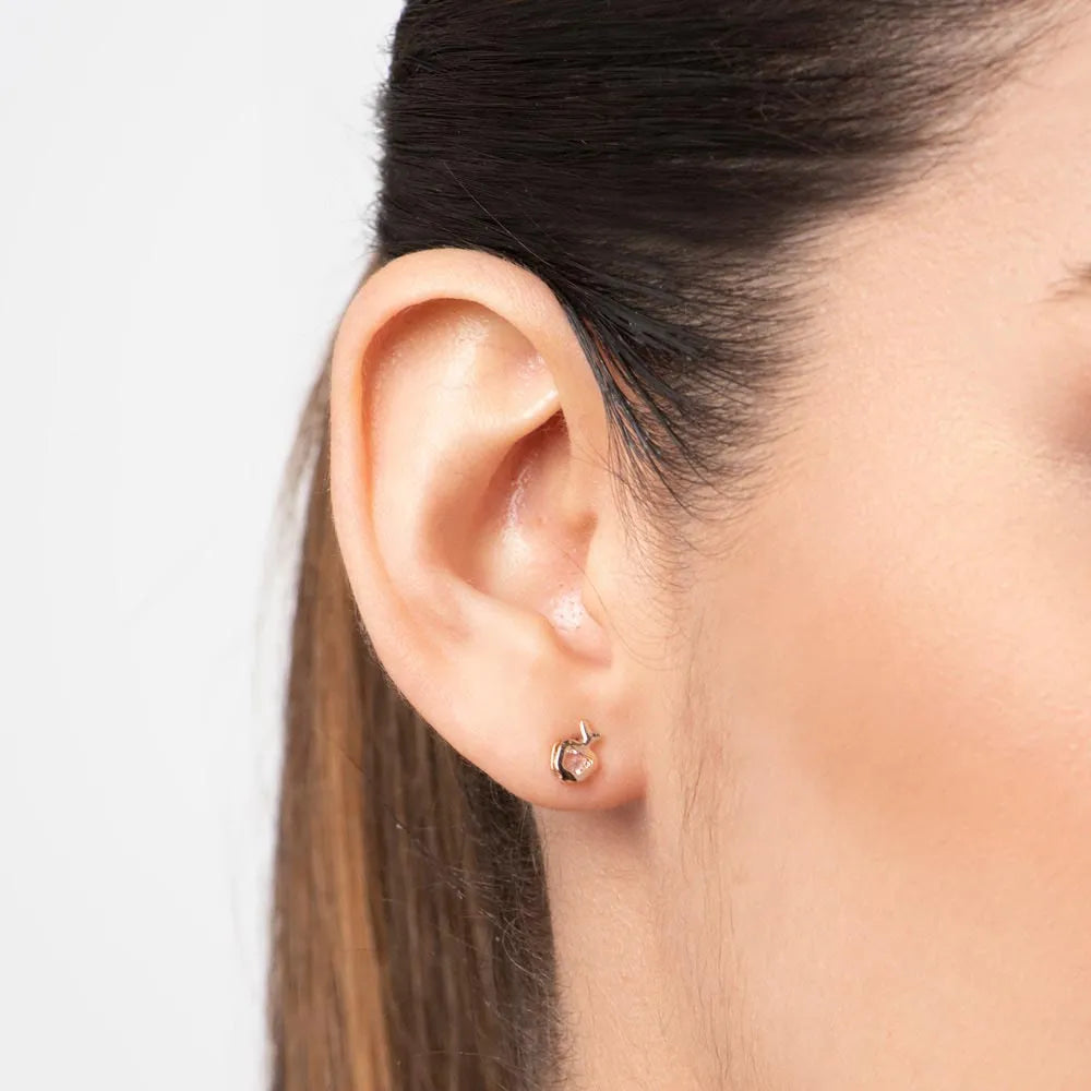 Children's earring plated in 18k gold, apple shape with crystals - 52523806