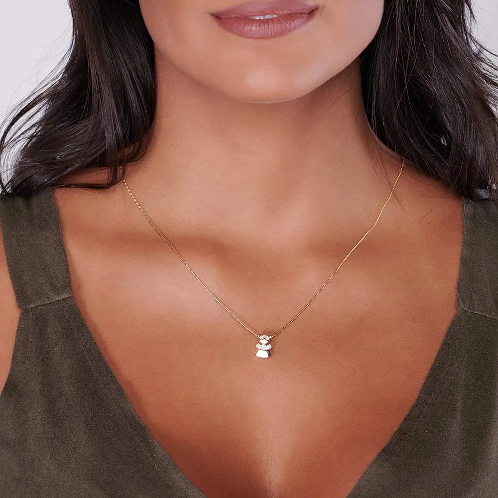 18K GOLD-PLATED PENDANT IN THE SHAPE OF A GIRL WITH ZIRCONIA STONES - 54214206