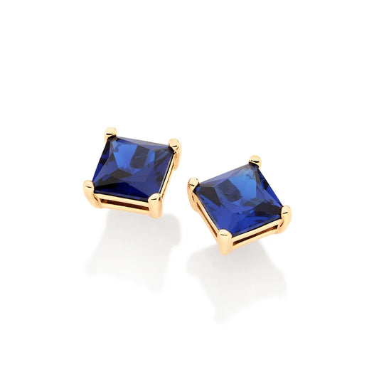 Square solitaire earring plated in 18k gold - 526703