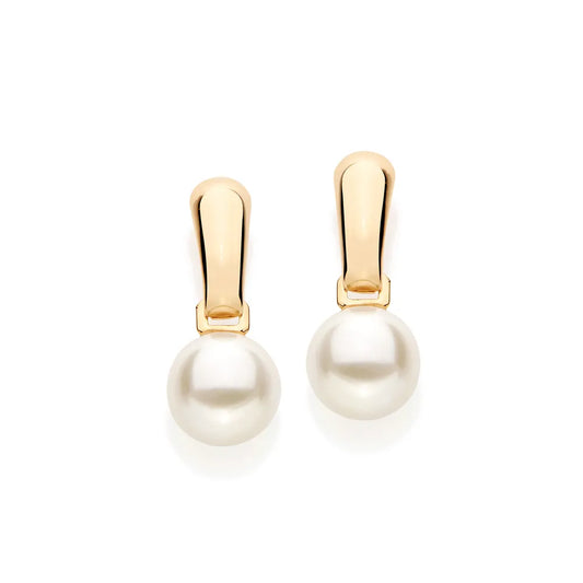 18K GOLD-PLATED EARRINGS WITH SYNTHETIC PEARLS - 5220930026