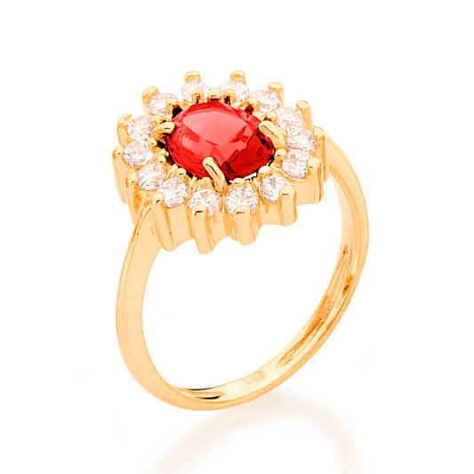 18K GOLD PLATED RING WITH CRYSTAL AND ZIRCONIAS - 511482