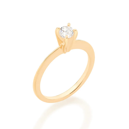 18K GOLD PLATED SOLITAIRE RING WITH ZIRCONIA - 510139