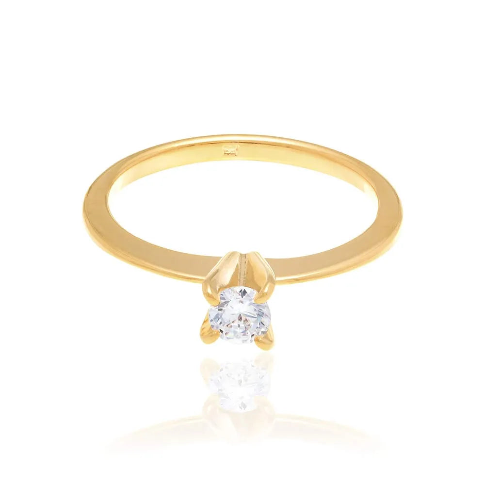 18K GOLD PLATED SOLITAIRE RING WITH ZIRCONIA - 510139