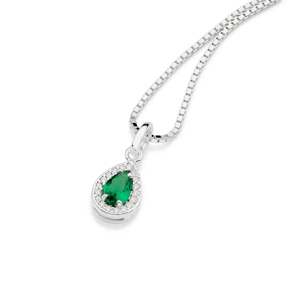 925 Sterling Silver Teardrop Pendant with Cubic Zirconia - 8400480010