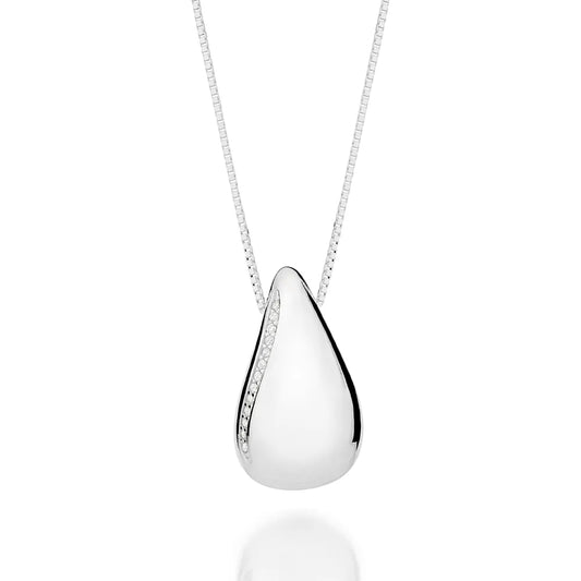 Necklace with teardrop pendant in solid 925 sterling silver - 830117