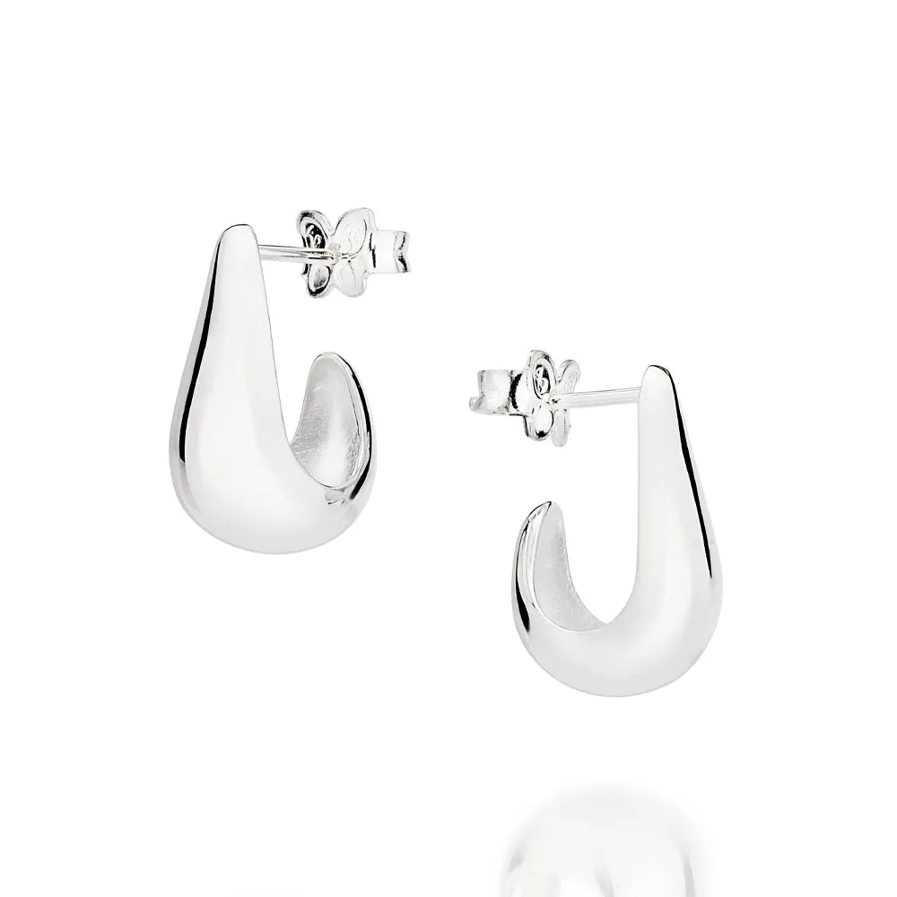 925 Sterling Silver Teardrop Hoop Earrings - 820233