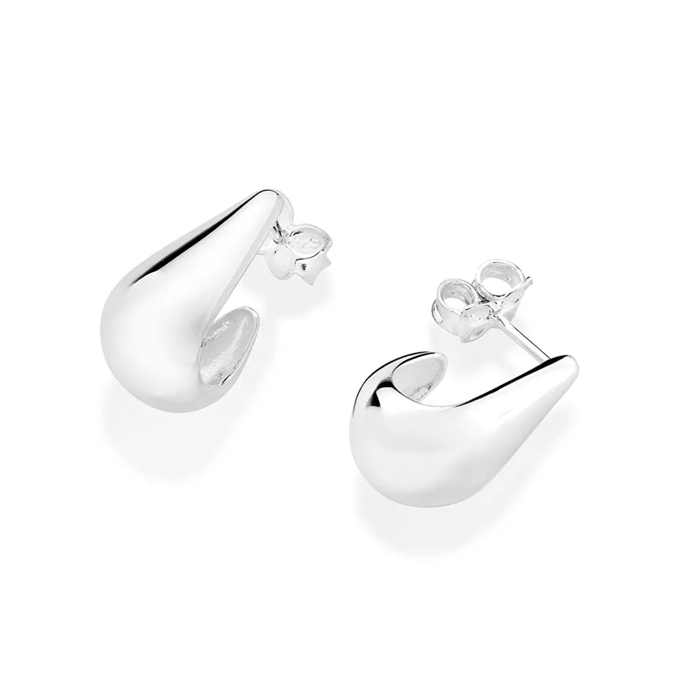 925 Sterling Silver Teardrop Hoop Earrings - 820233