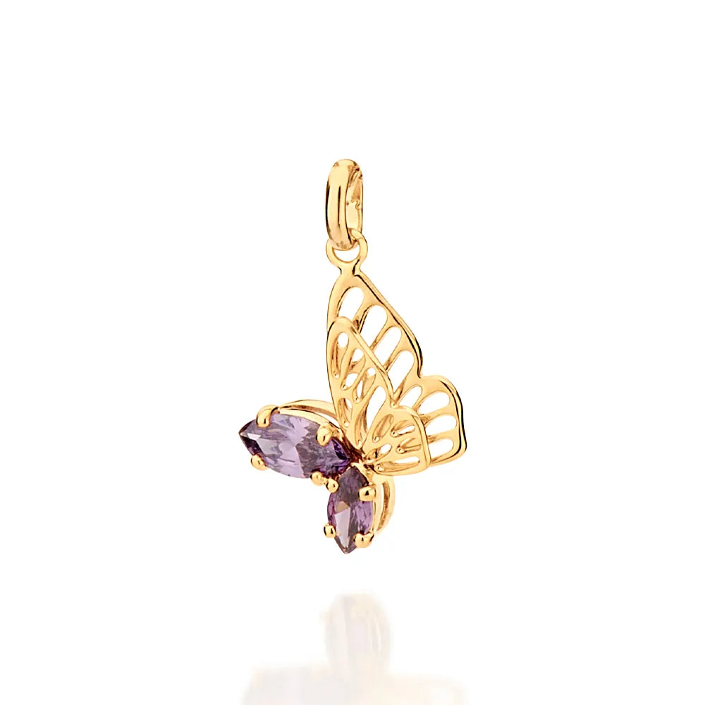 18K GOLD-PLATED BUTTERFLY PENDANT WITH ZIRCONIA - 54267824