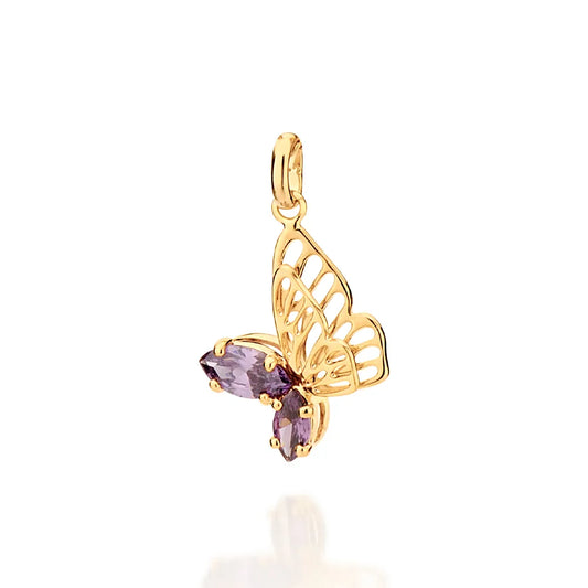 18K GOLD-PLATED BUTTERFLY PENDANT WITH ZIRCONIA - 54267824
