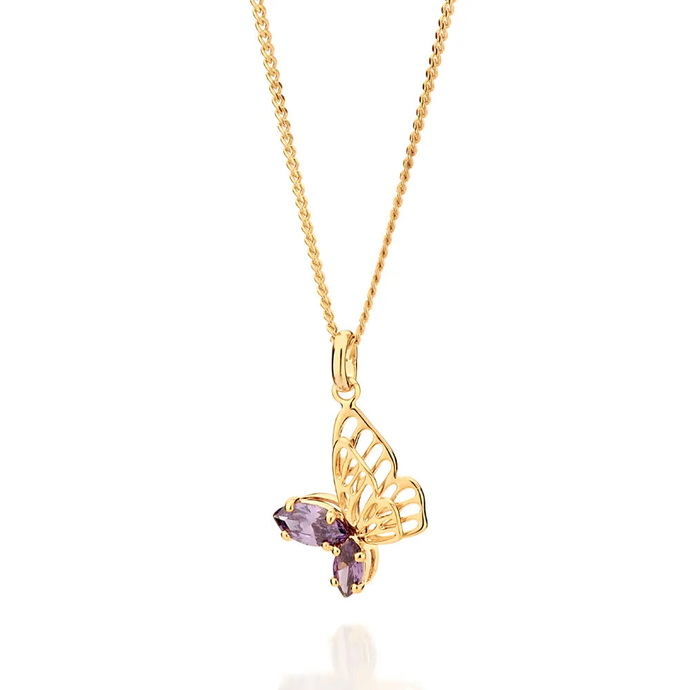 18K GOLD-PLATED BUTTERFLY PENDANT WITH ZIRCONIA - 54267824