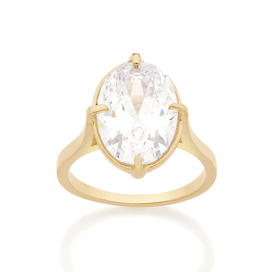 18K GOLD PLATED SOLITAIRE RING WITH ZIRCONIA - 512760