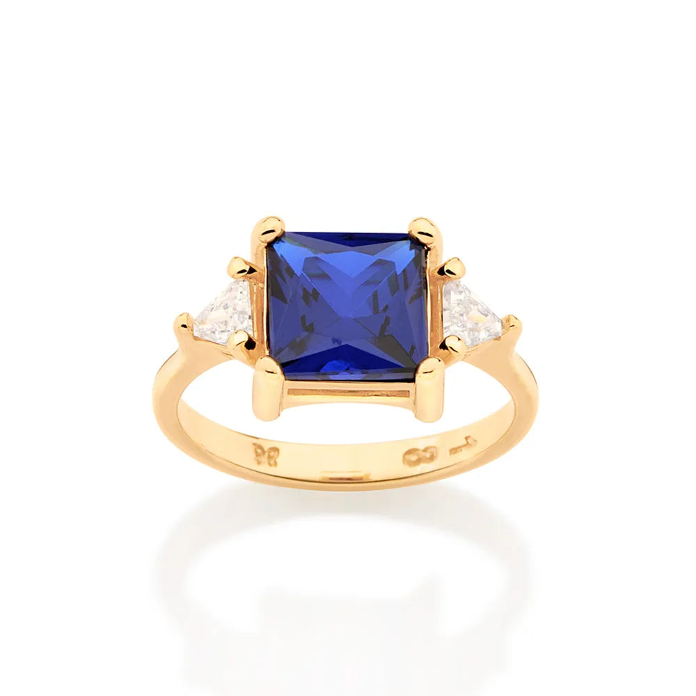 18K GOLD PLATED RING WITH ZIRCONIAS AND CRYSTAL - 513017