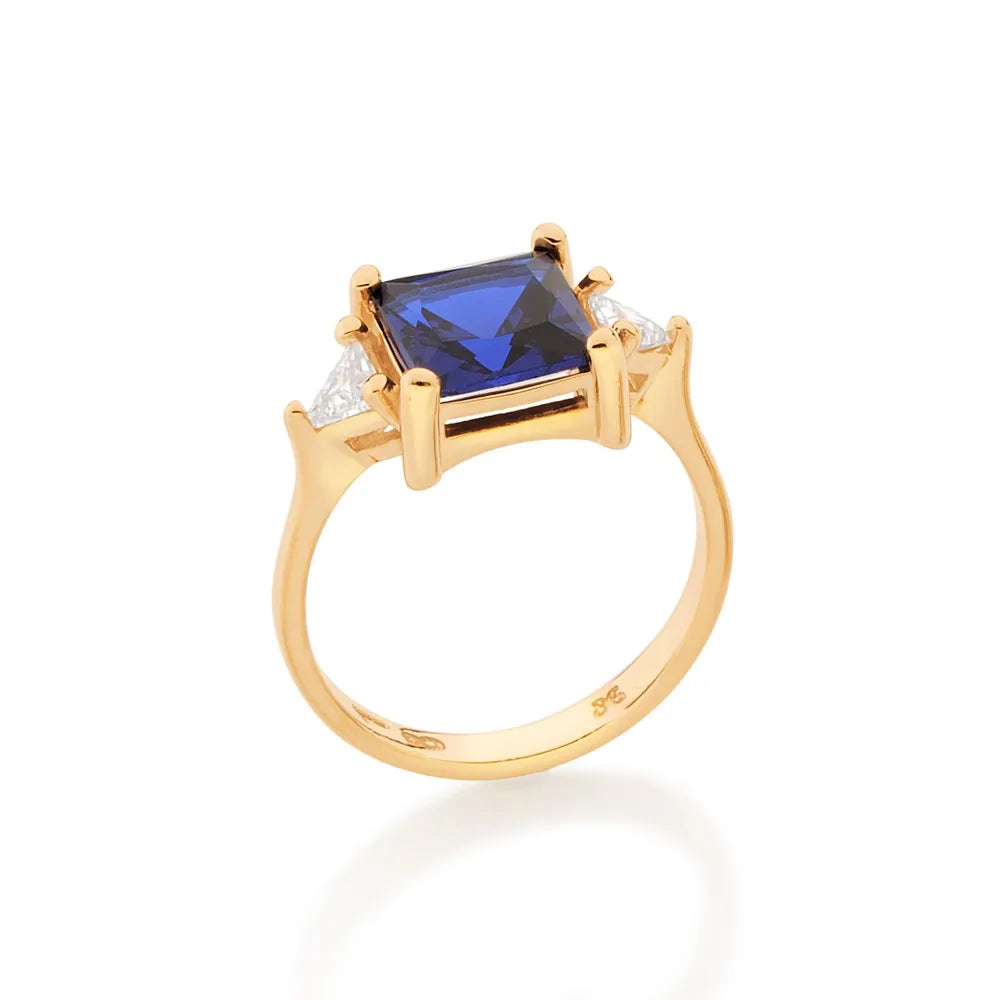 18K GOLD PLATED RING WITH ZIRCONIAS AND CRYSTAL - 513017
