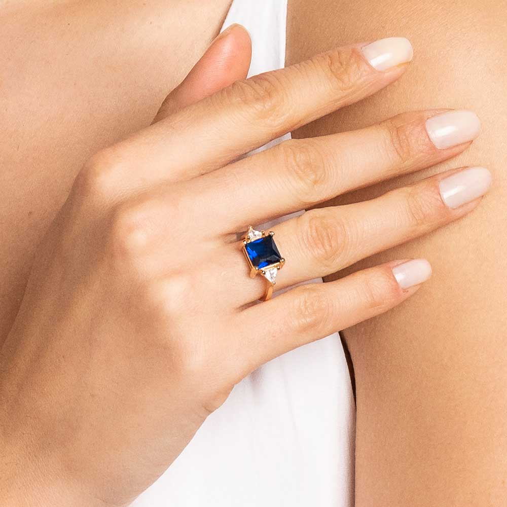 18K GOLD PLATED RING WITH ZIRCONIAS AND CRYSTAL - 513017