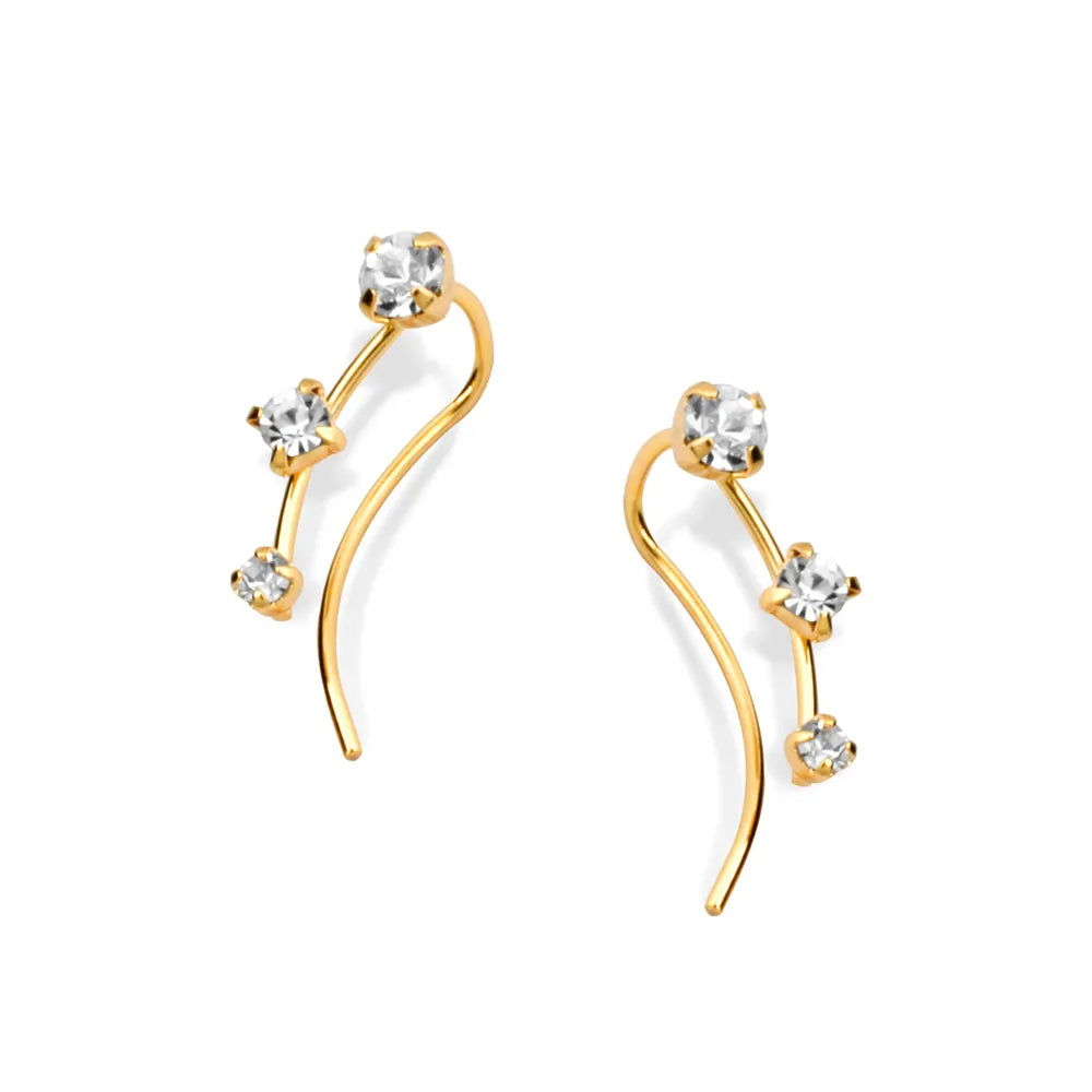 18K GOLD PLATED EAR CUFF EARRING WITH ZIRCONIAS - 52273106