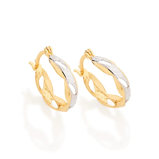 Wavy hoop earring plated in 18k gold with rhodium plating - 52038800