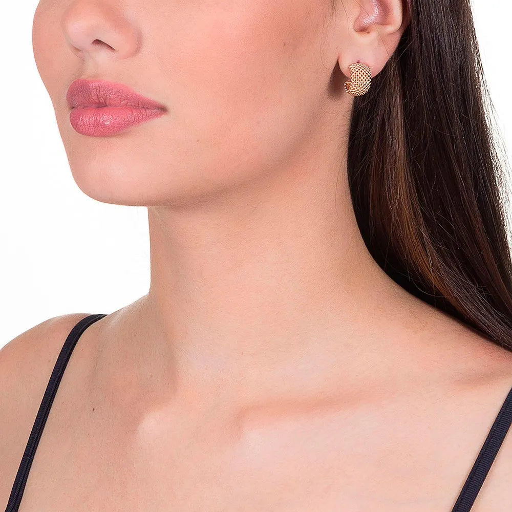 Half-hoop earring with openwork design, 18k gold plated, with spheres - 52603300