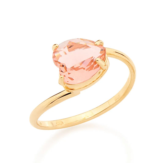 18K GOLD PLATED SOLITAIRE RING WITH CRYSTAL - 511598