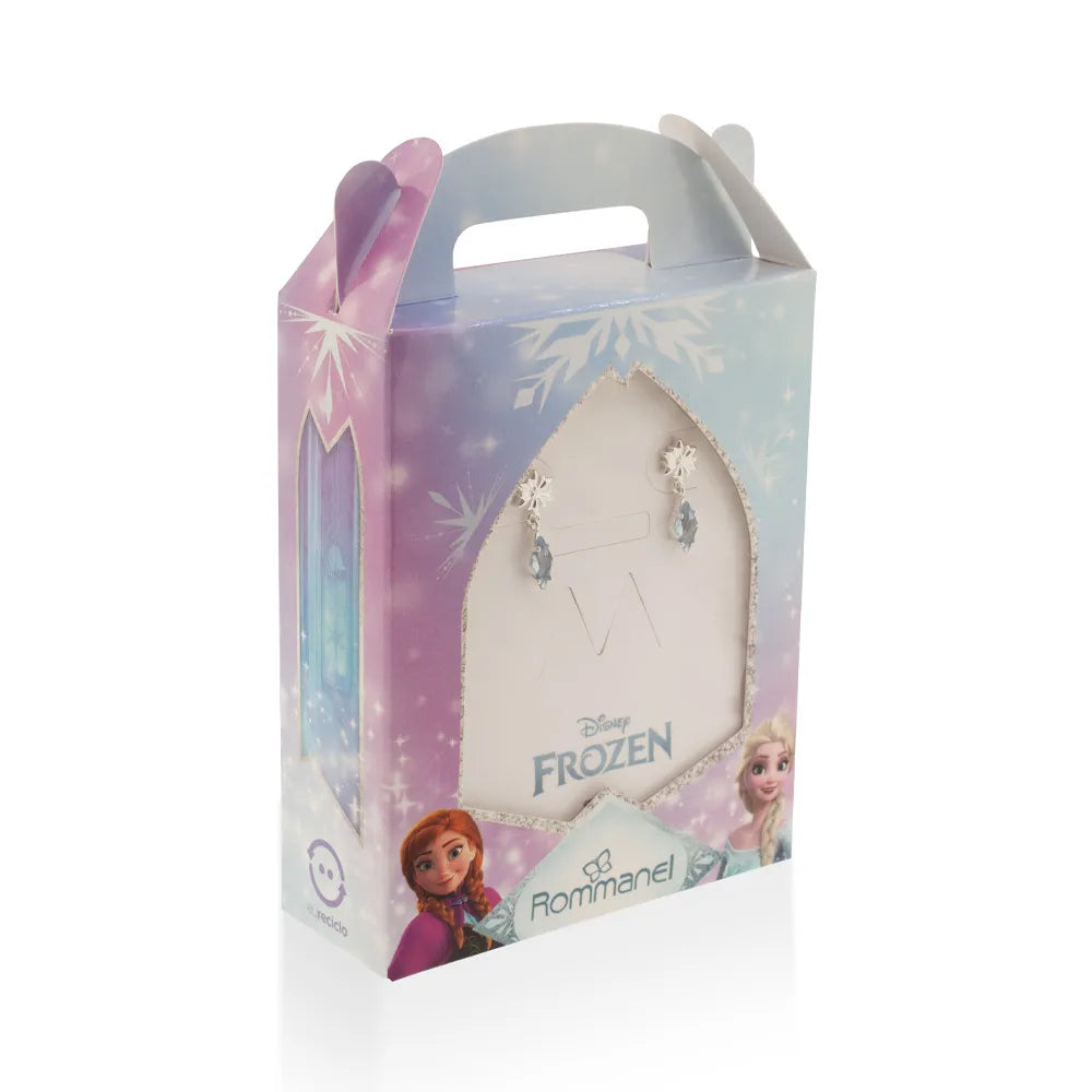 Solid 925 Sterling Silver Snowflake Earrings with Cubic Zirconia - 82025503