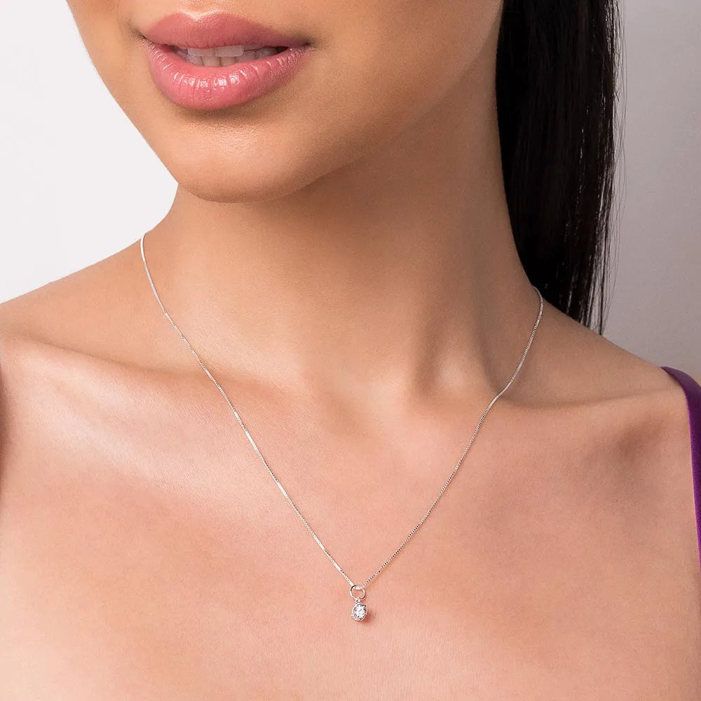 925 Sterling Silver Choker Necklace with Cubic Zirconia - 83004506