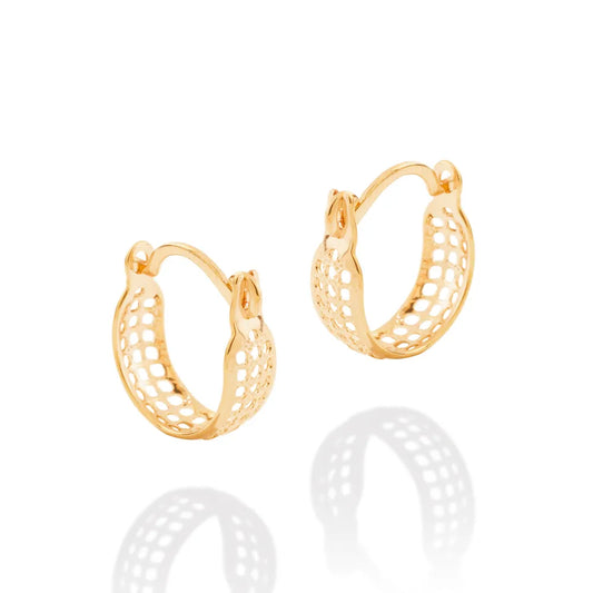 18K GOLD PLATED OPENWORK HOOP EARRINGS - 52317900