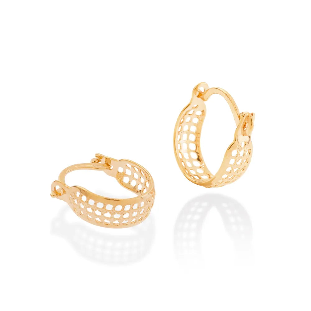 18K GOLD PLATED OPENWORK HOOP EARRINGS - 52317900