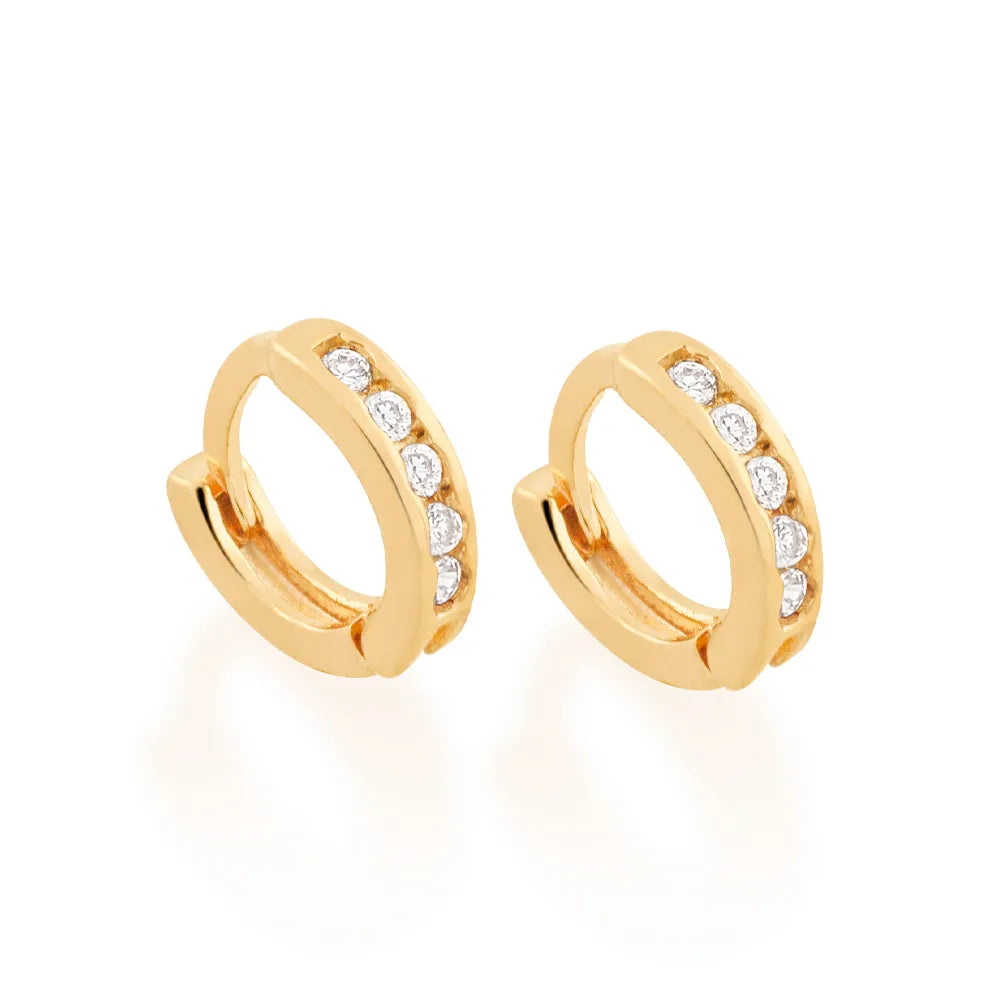 BRINCO ARGOLA BANHADO A OURO 18K COM ZIRCÔNIAS - 52321406