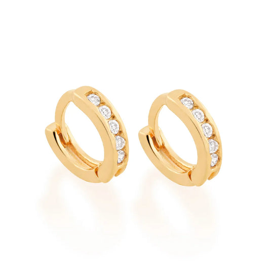 BRINCO ARGOLA BANHADO A OURO 18K COM ZIRCÔNIAS - 52321406
