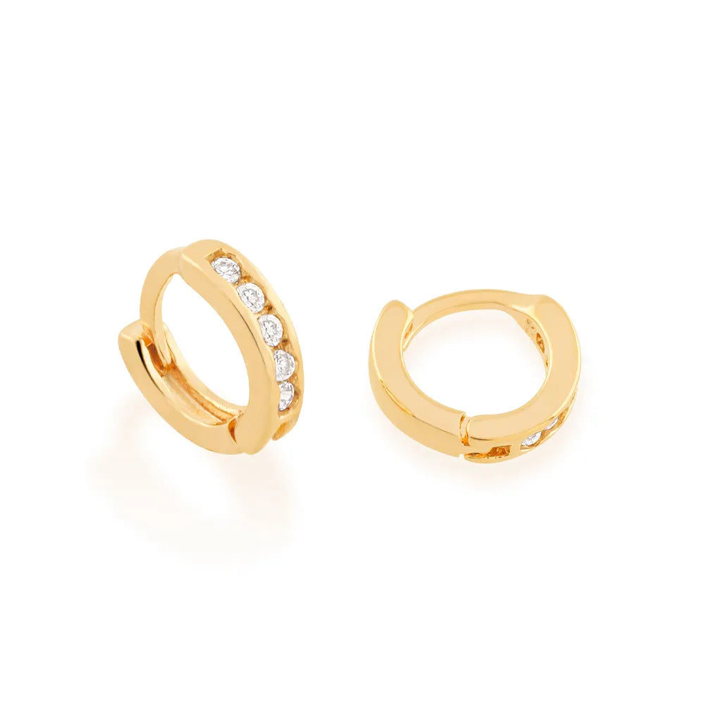 BRINCO ARGOLA BANHADO A OURO 18K COM ZIRCÔNIAS - 52321406